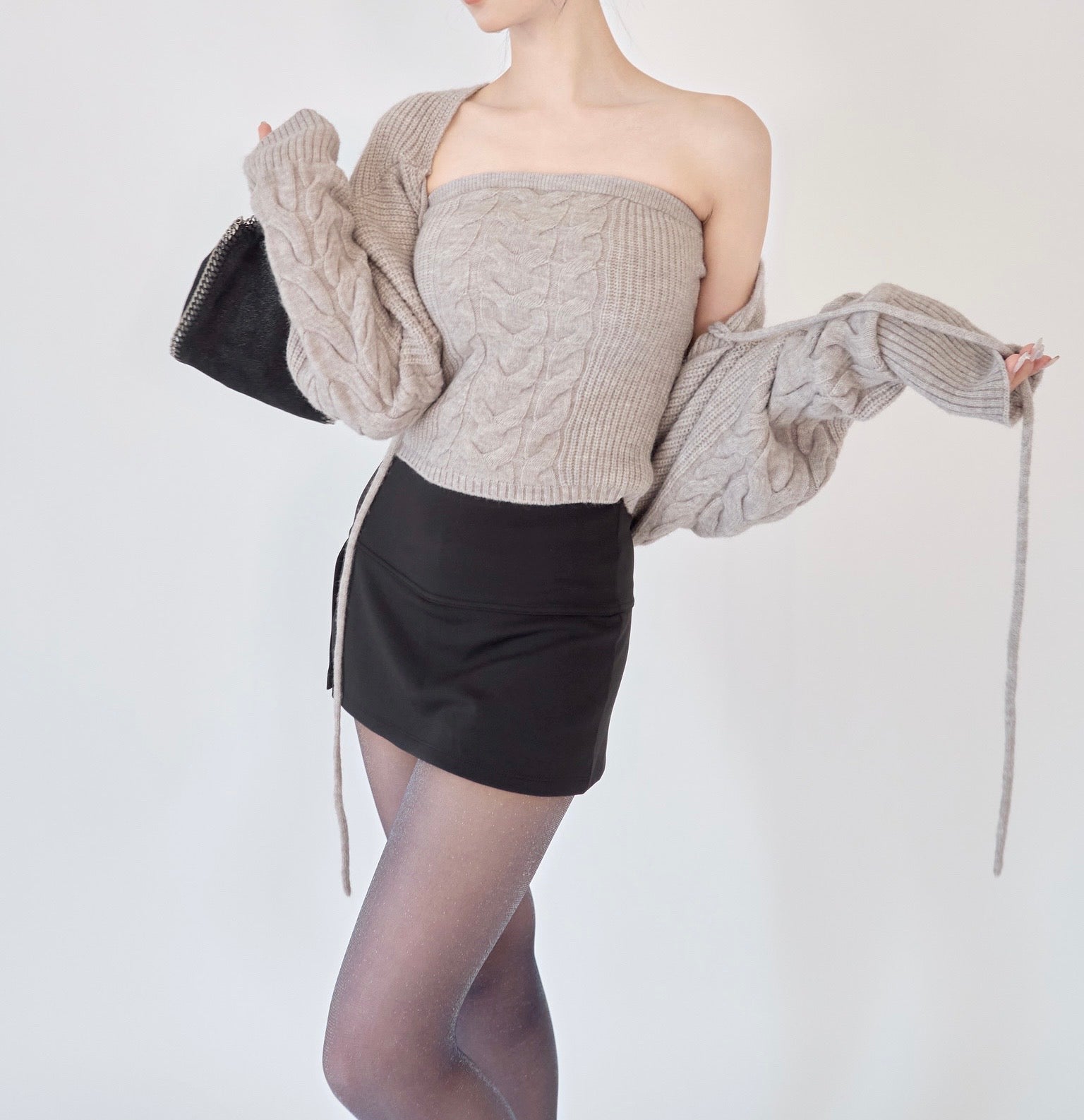 Cable knit bolero bare set – YILON