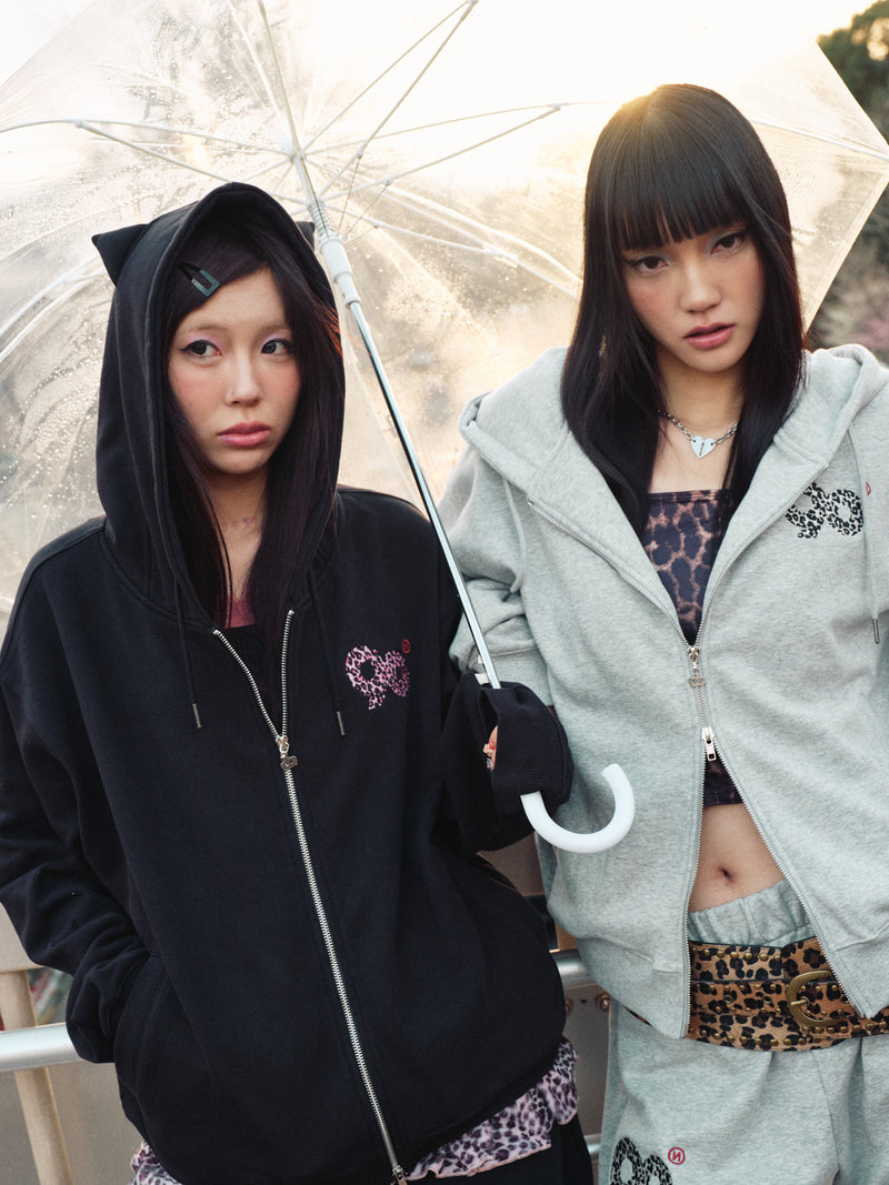 90 Logo Cat Ear Zip Hoodie【9090girl】 – YZ