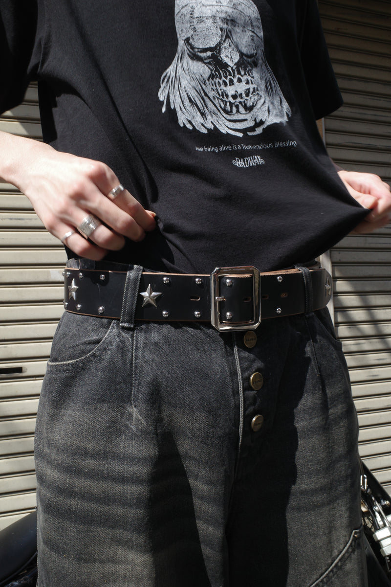 Schott×BADWAY ONESTAR studs belt – YZ