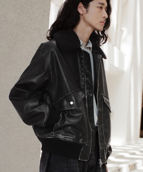 WYM LIDNM ブルゾン アウター DETACHABLE BOA ARTIFICIAL GRAIN FLIGHT