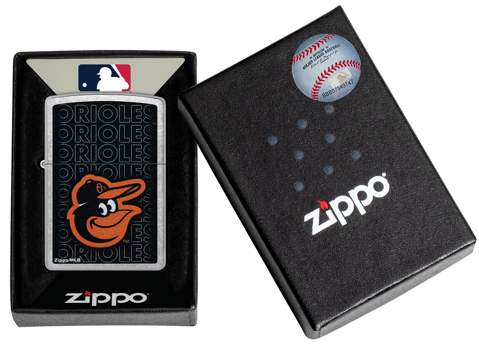 Zippo MLB® Baltimore Orioles™ Logo Design Street Chrome Windproof