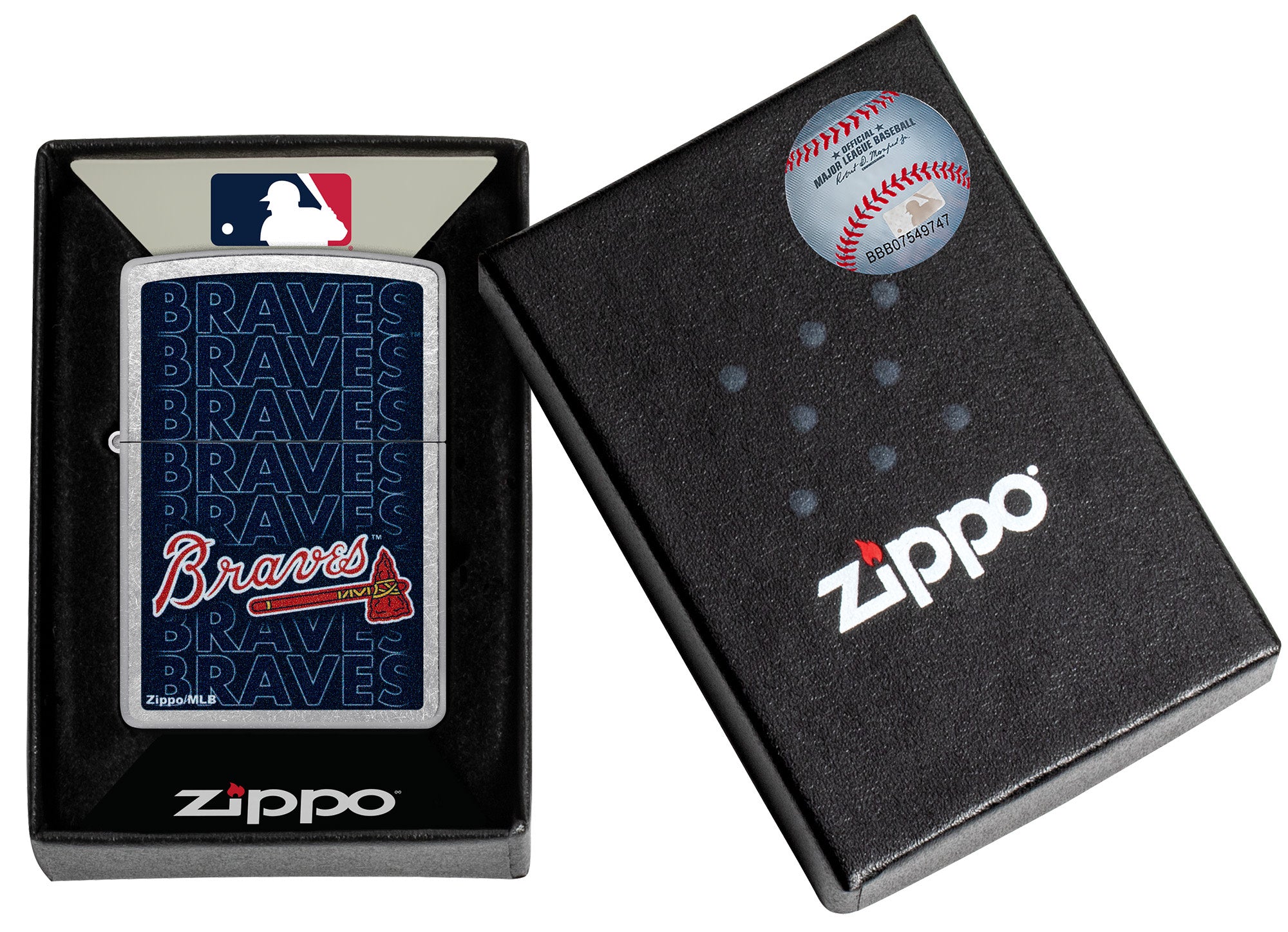 Zippo MLB® Atlanta Braves™ Logo Design Street Chrome Windproof