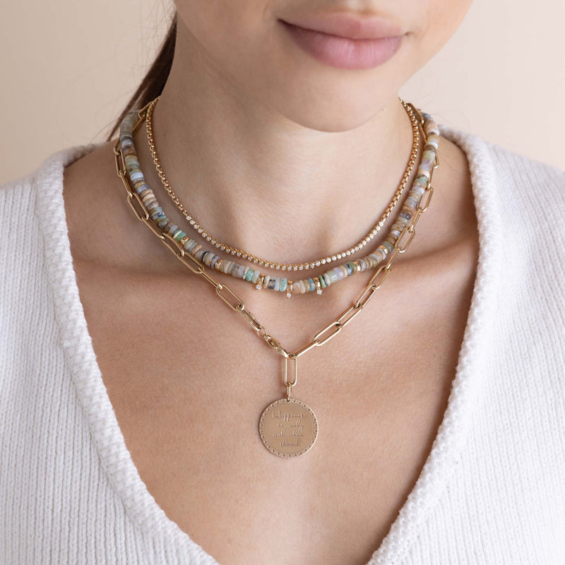 Zoë Chicco 14k Gold Mixed Neutral Gemstone Rondelle Bead Necklace