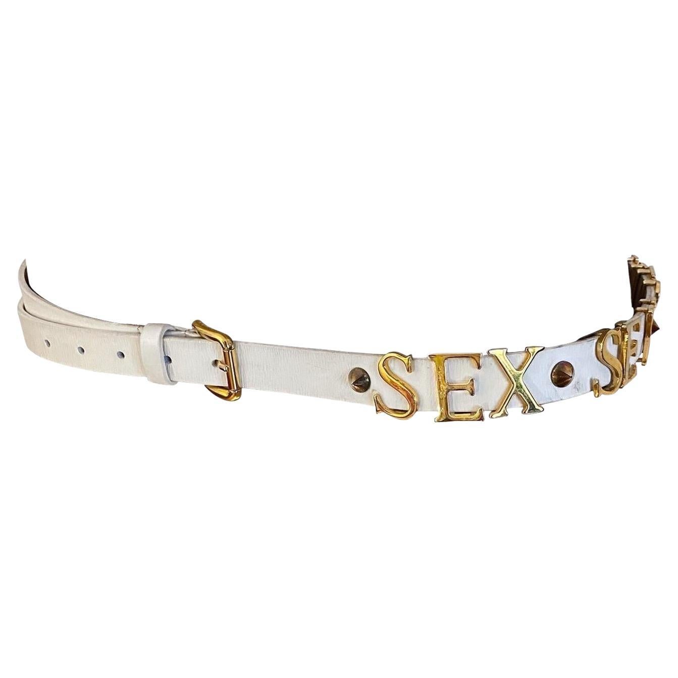 Dolce and Gabbana S/S 2003 “Sex” White Leather Belt at 1stDibs