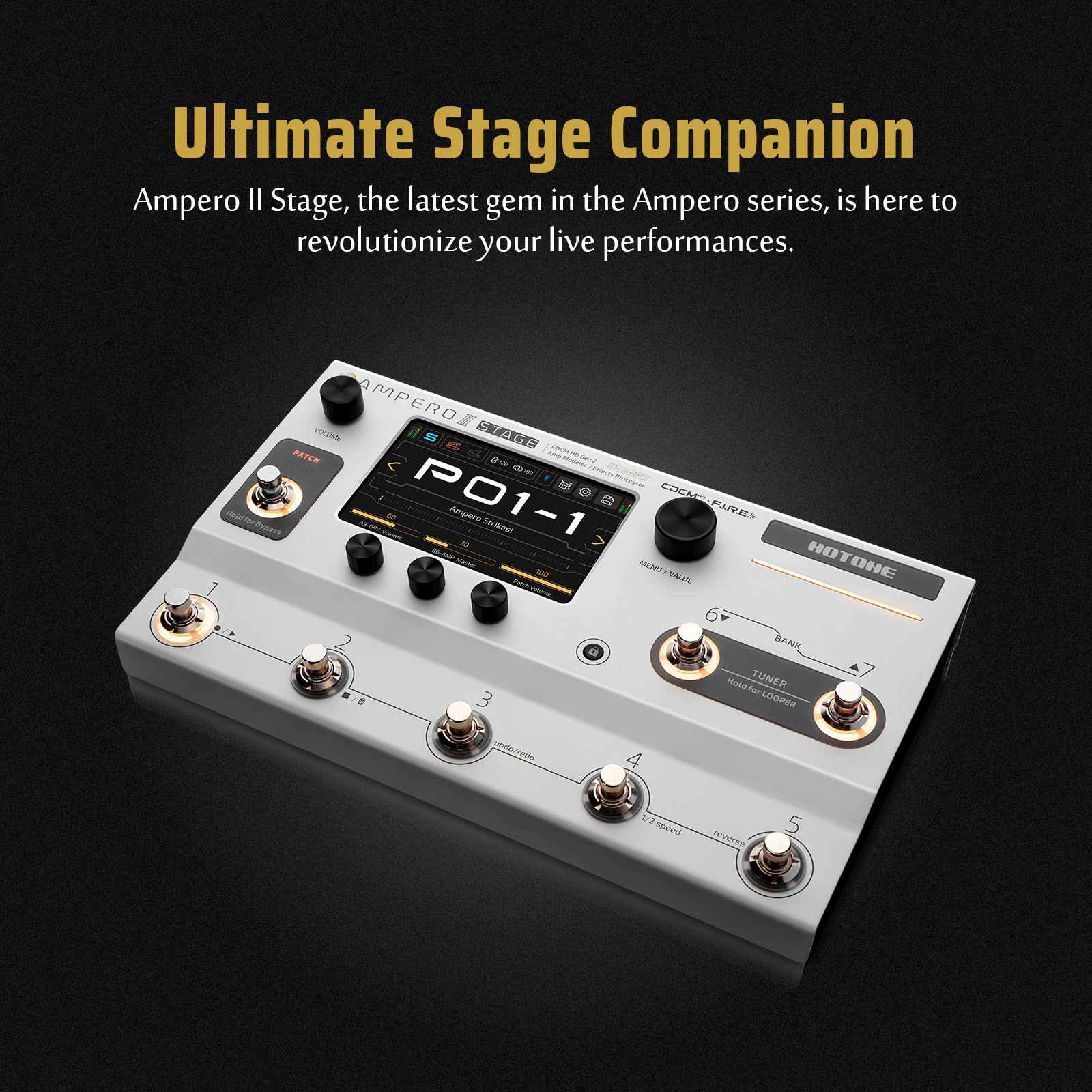 HOTONE Ampero II Stage Touch Screen Guitar Bass Amp Modeling IR