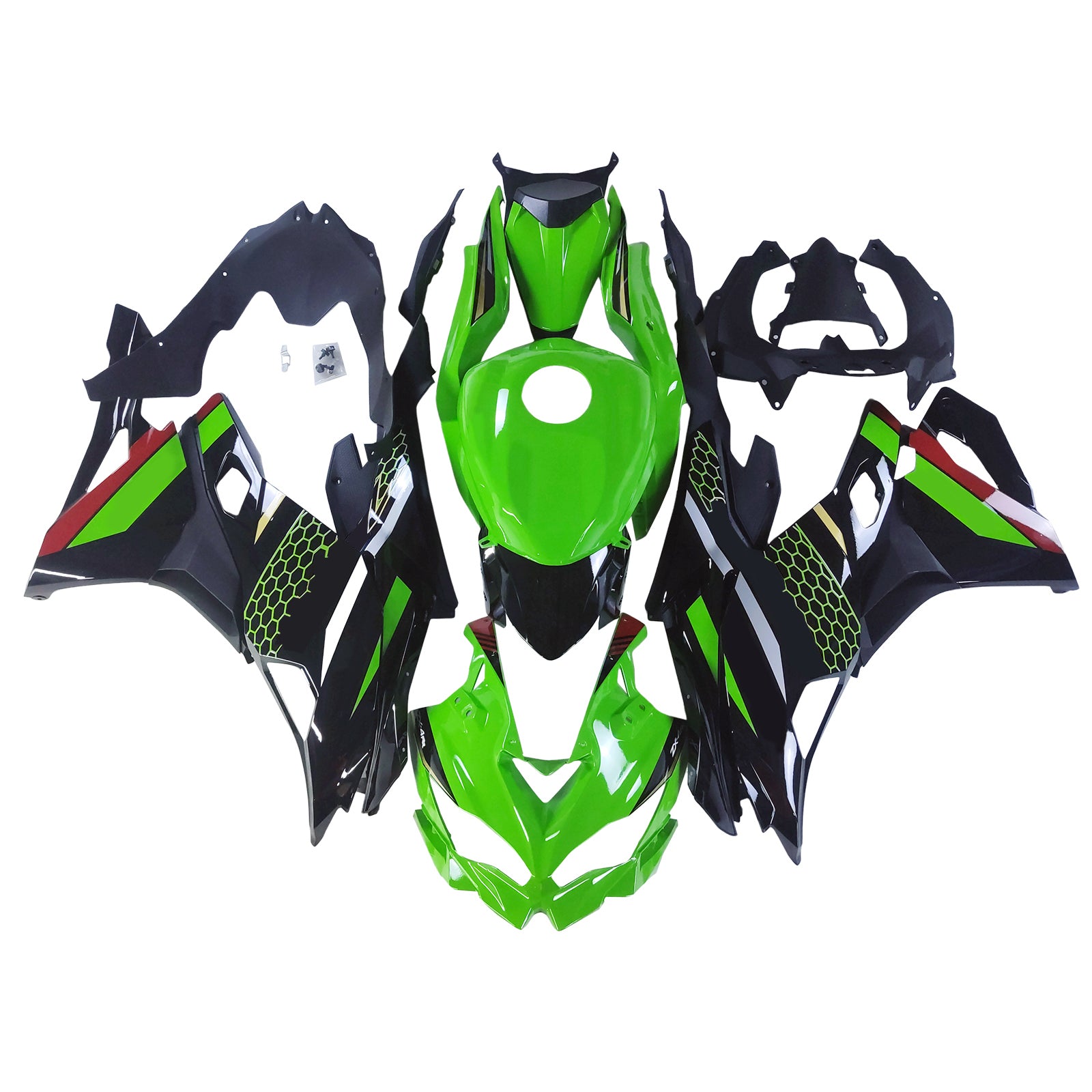 Amotopart 2019-2025 Kawasaki Ninja ZX25R ZX4R ZX4RR Green Black Fairin