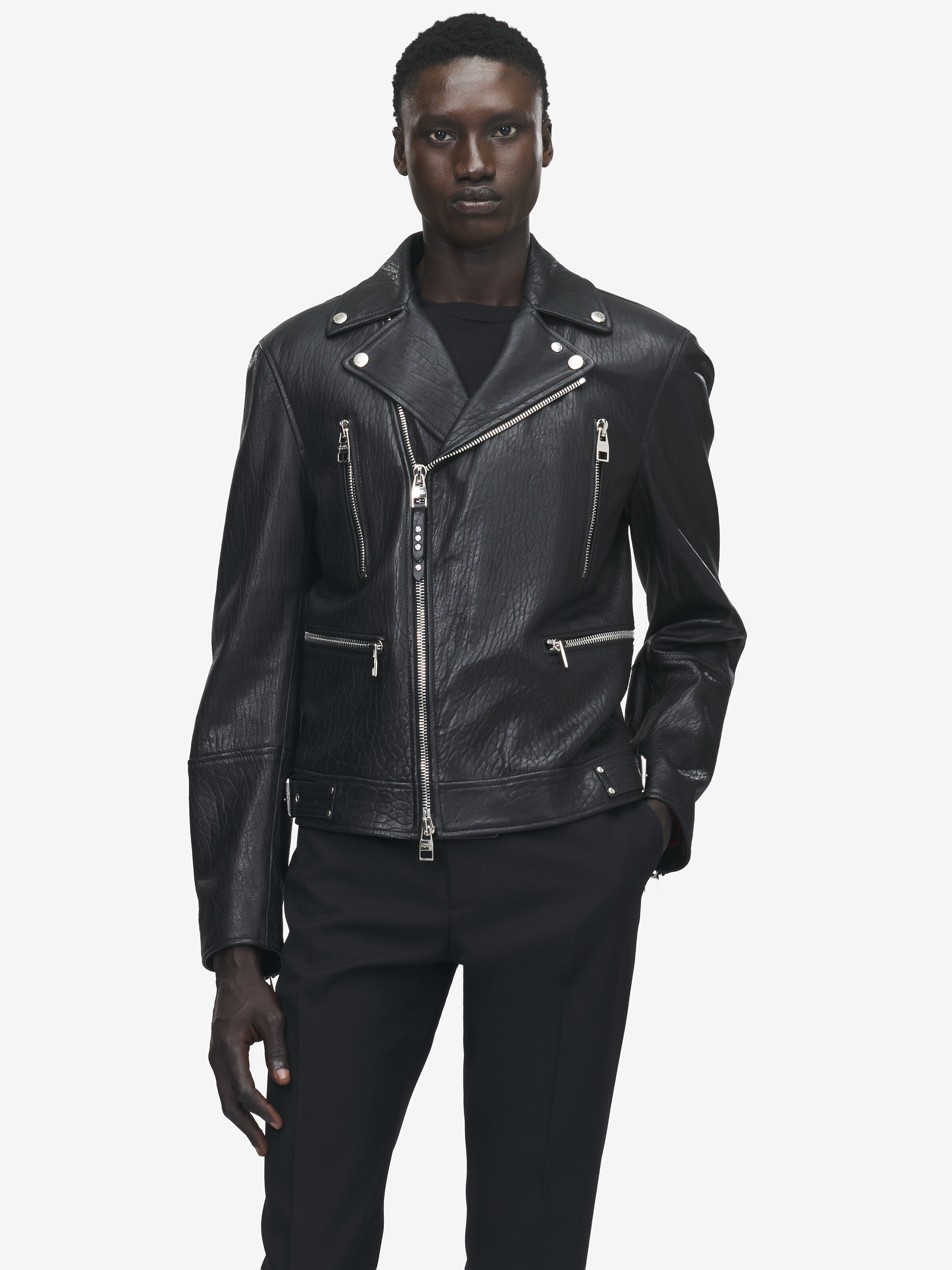 Men's McQueen Classic Leather Biker Jacket in Black | McQueen NL