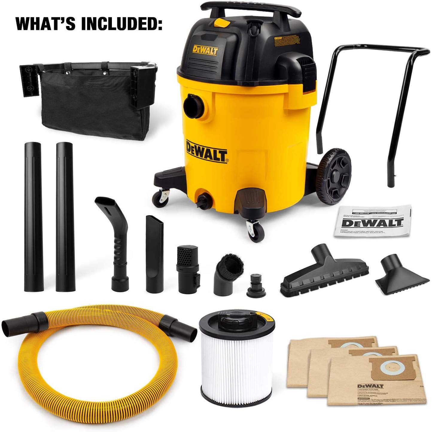 DXV16PA - 6.5 Peak HP, 16 Gallon DeWalt Poly Wet/Dry Vacuum