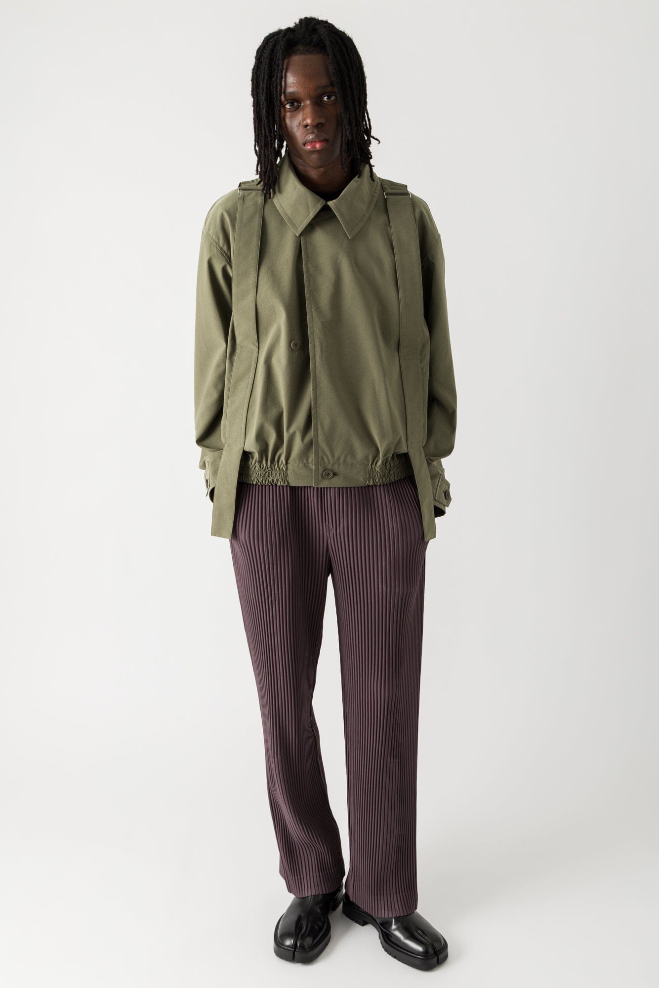 Homme Plissé Issey Miyake Parachute Jacket in Khaki SS25