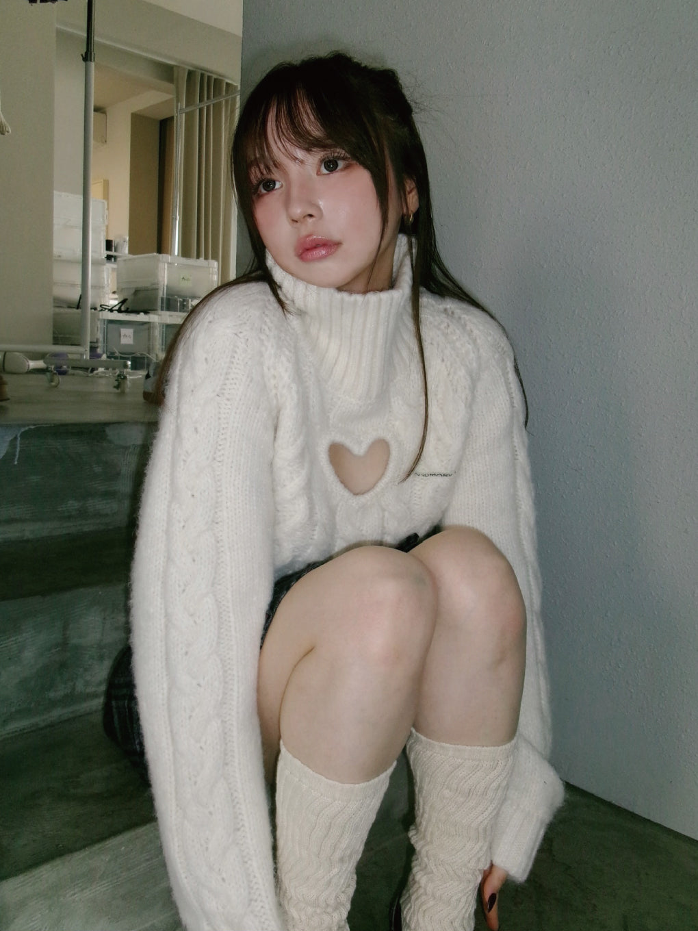 ANDMARY】Mary heart knit tops