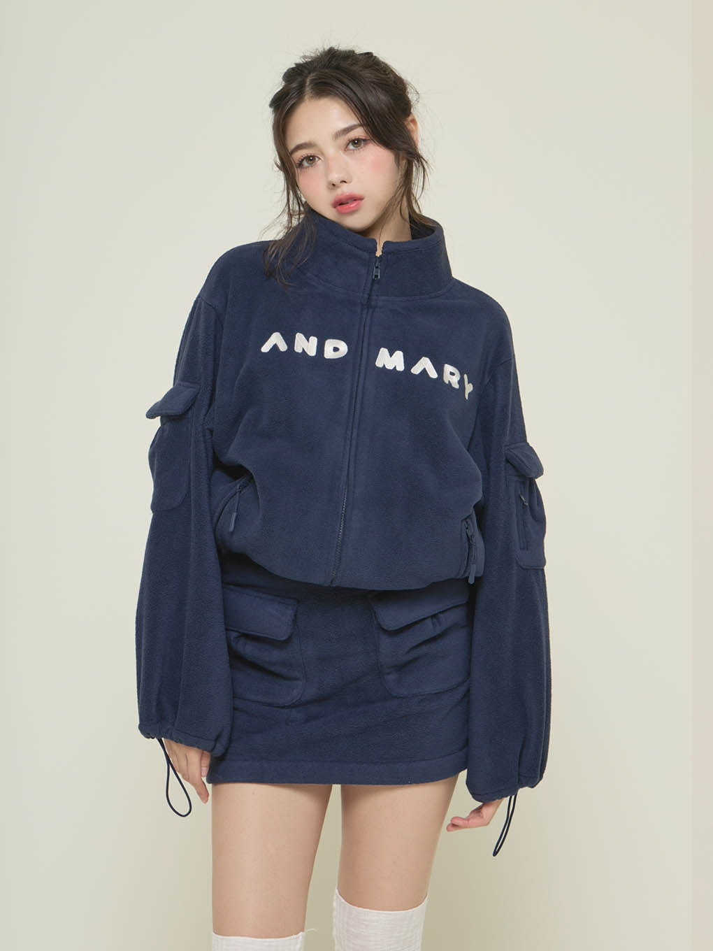 ANDMARY】Mary logo fleece jacket