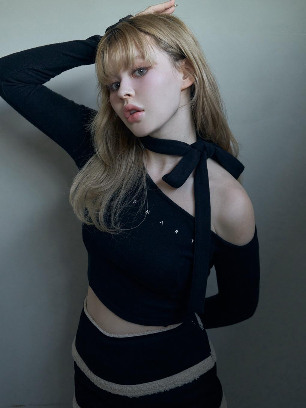 ANDMARY】Nana ribbon oneshoulder tops