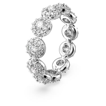 Una Angelic ring, Round cut, White, Rhodium plated | Swarovski
