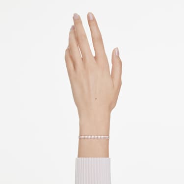 Matrix Tennis bracelet, Round cut, White, Rose gold-tone plated