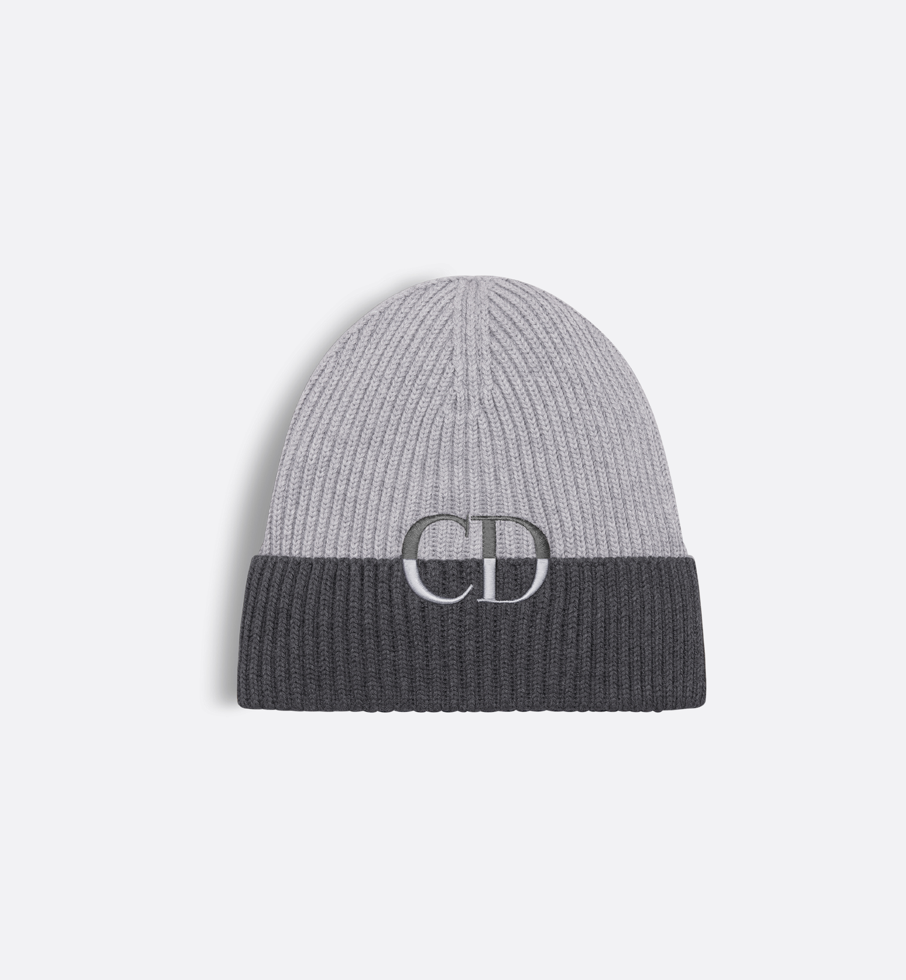 CD Icon Beanie Dior Gray and Anthracite Gray Virgin Wool Knit | DIOR