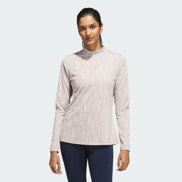 adidas Ultimate365 Jacquard Long Sleeve Mock Neck Top - Brown