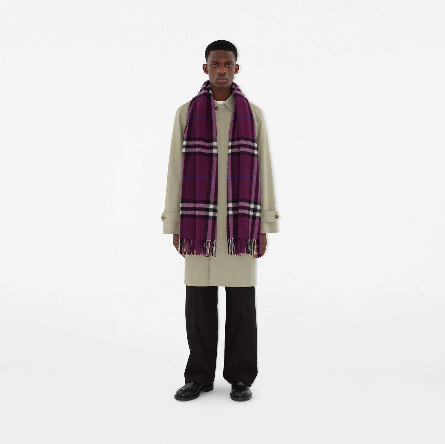 ワイド チェック カシミアスカーフ (パンジー) | Burberry®公式サイト