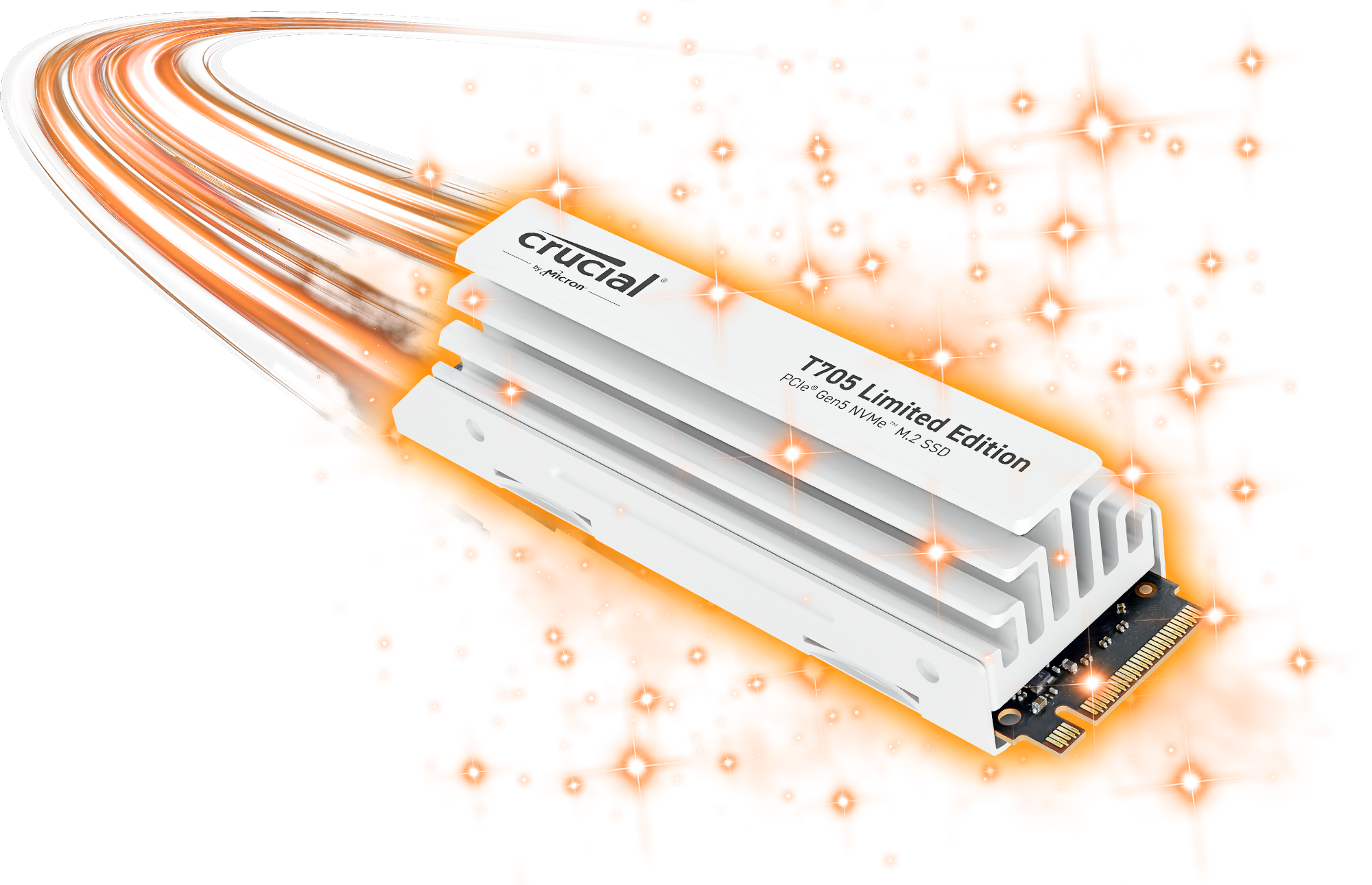 Crucial T705 PCIe 5.0 NVMe M.2 SSD with limited edition white