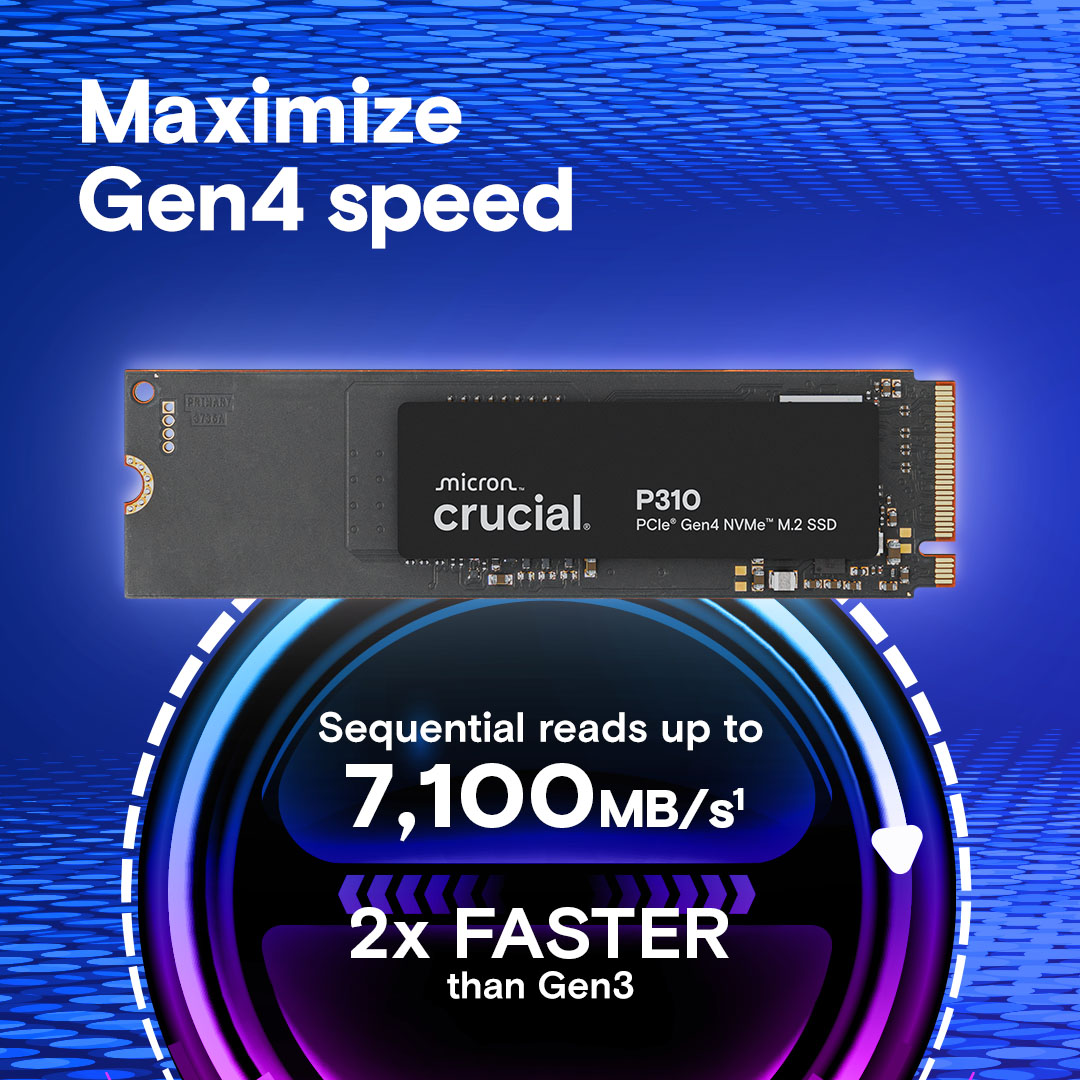 Crucial P310 1TB PCIe Gen4 NVMe 2280 M.2 SSD | CT1000P310SSD8