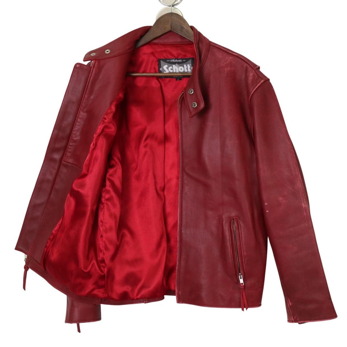 Yahoo!オークション -「schott ライダース 赤」(ファッション) の落札