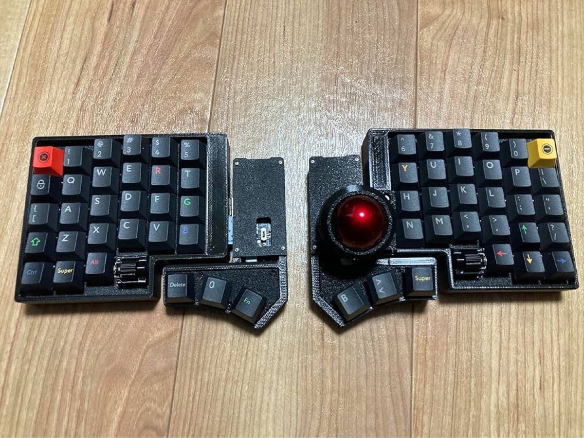 roBa-LP 狭ピッチ 無線接続 左右分割 トラックボール キーボード