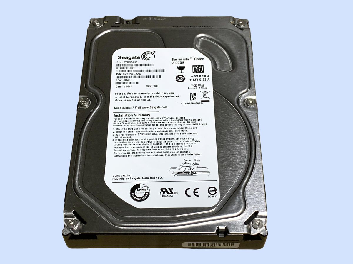 3 5インチ 2TB HDD Seagate 使用時間 0h 健康状態 正常｜Yahoo!フリマ