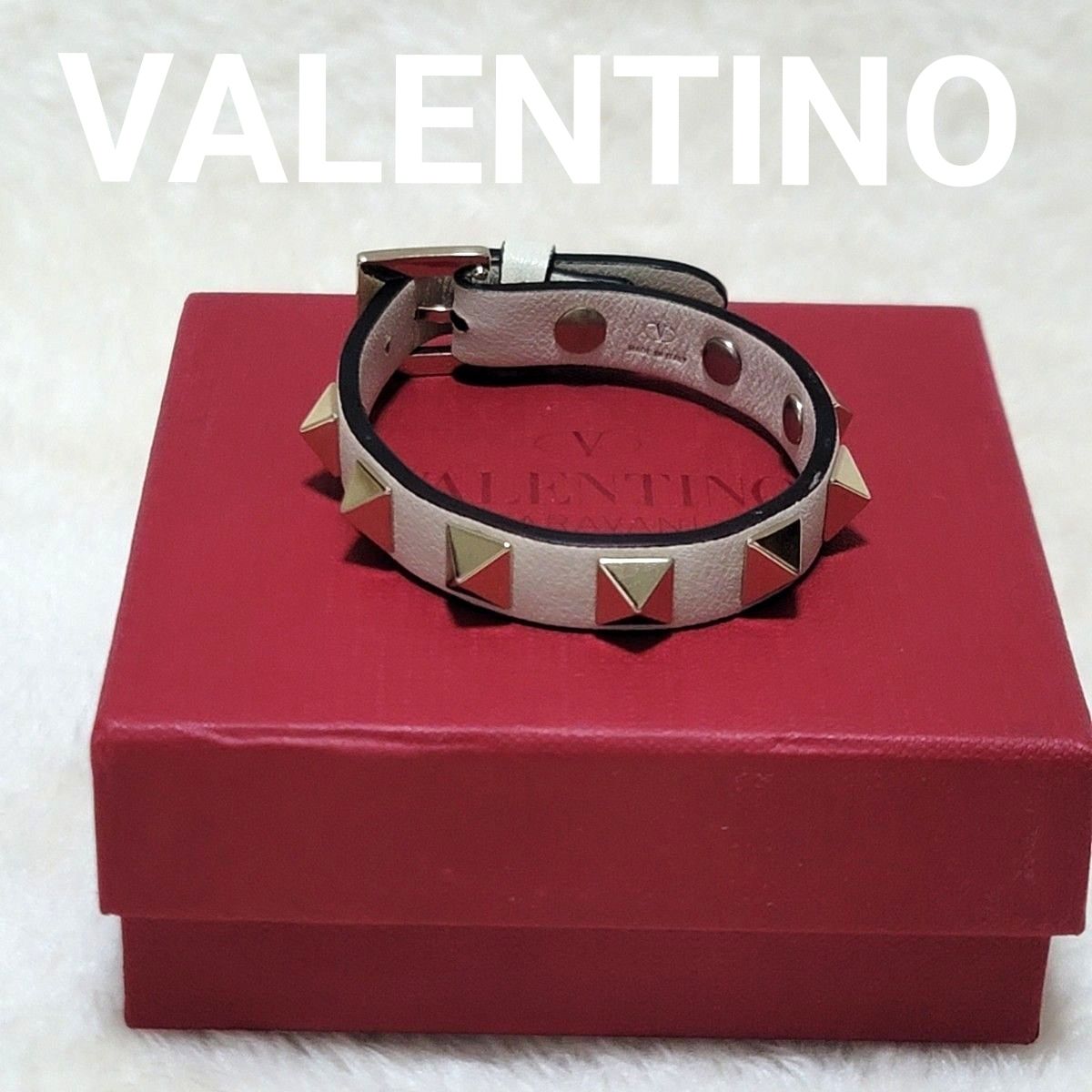 valentino ヴァレンティノ 2連 レザー ブレスレット バングル ロック