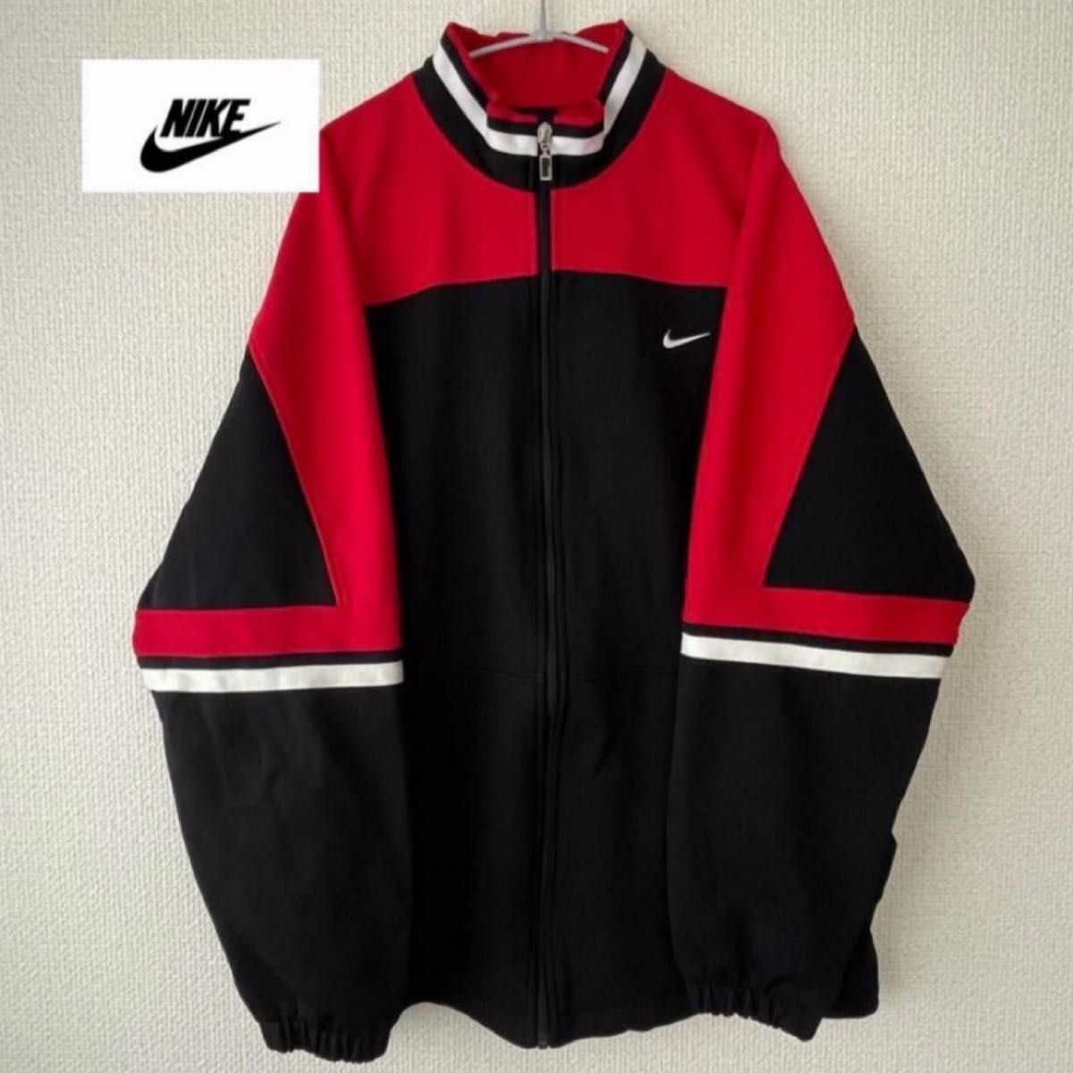 NIKE 90s ジャージ トラックジャケット ビッグシルエット 黒タグ 赤