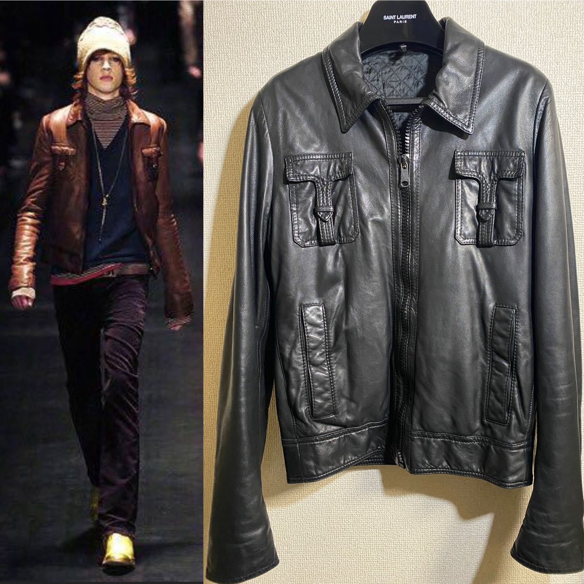 05AW dior homme Tポケット レザージャケット 46 エディ期 ディオール