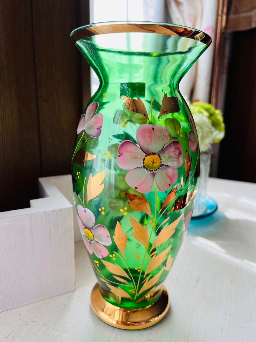ボヘミアガラス カリクリスタルガラス 花瓶 made in Czechoslovakia