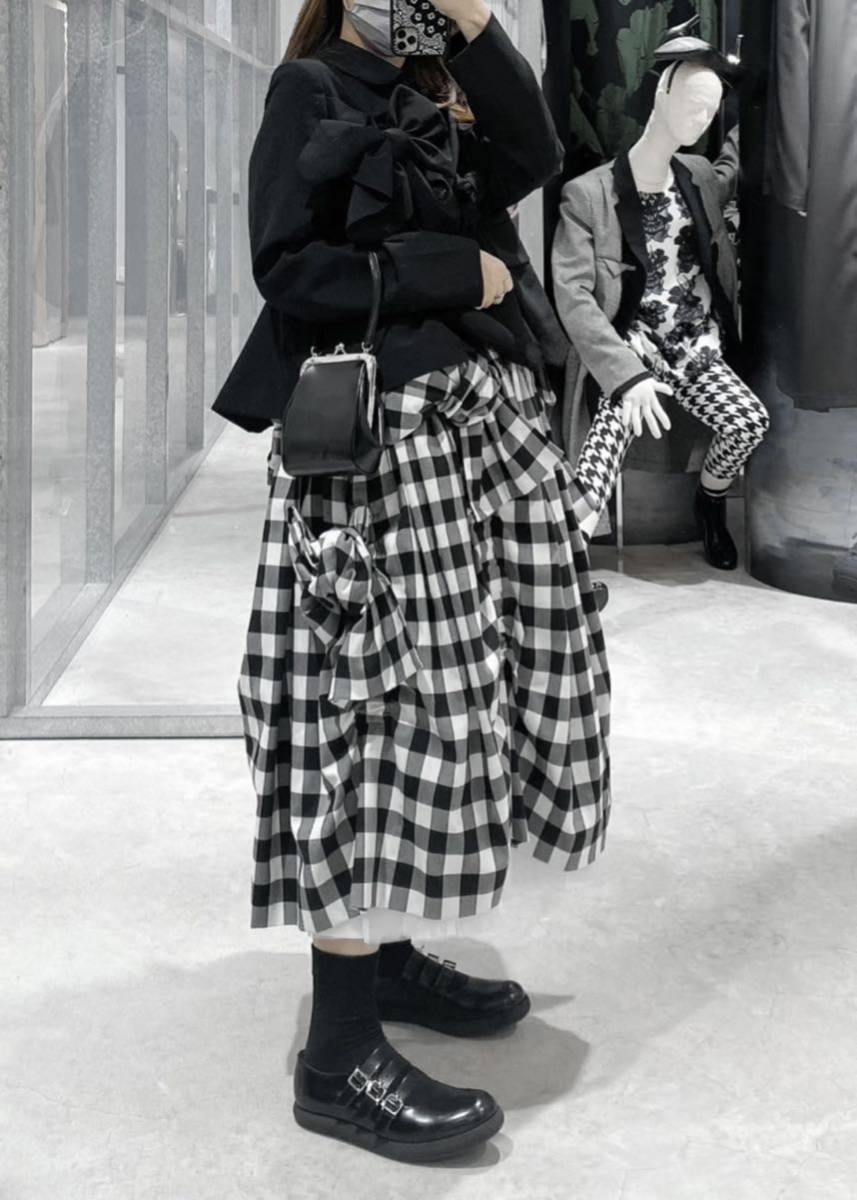 AD2021 コムデギャルソン COMME des GARCONSリボン装飾 ギンガム