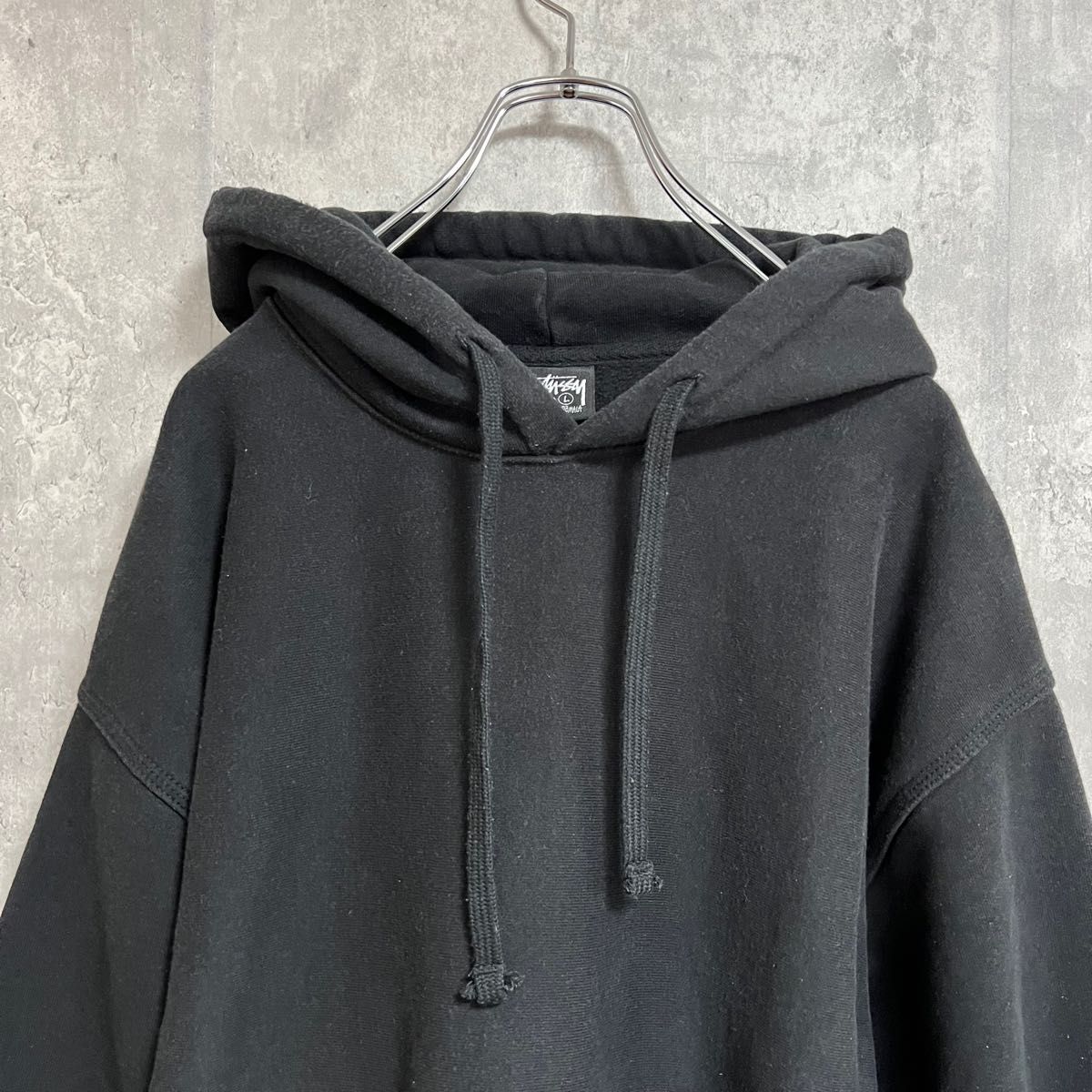 美品】Stussy ストゥーシー フードロゴ 刺繍ロゴ パーカー フーディー