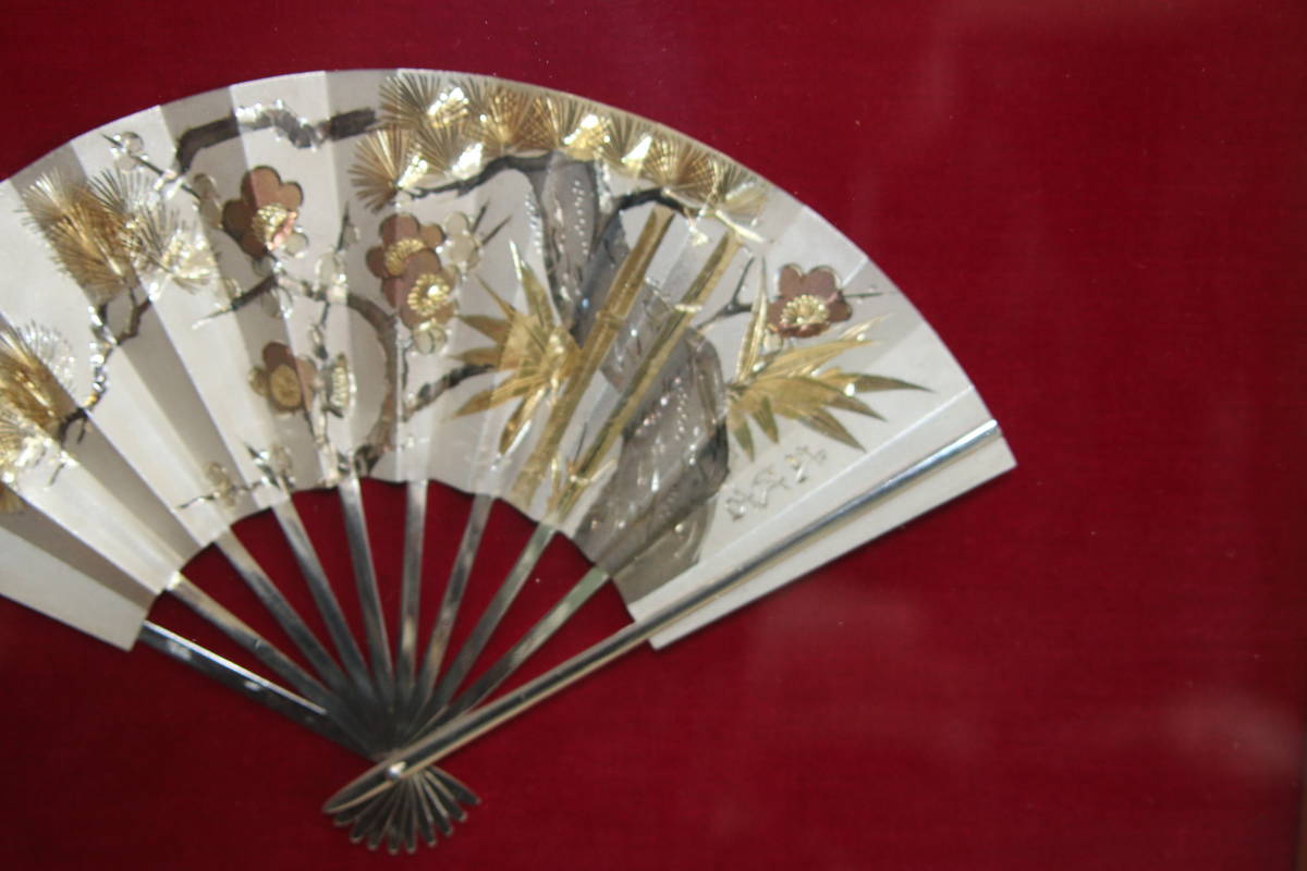 武比古 純銀製 扇額 松竹梅末広 お父さんお母さんへのお祝に 送料無料