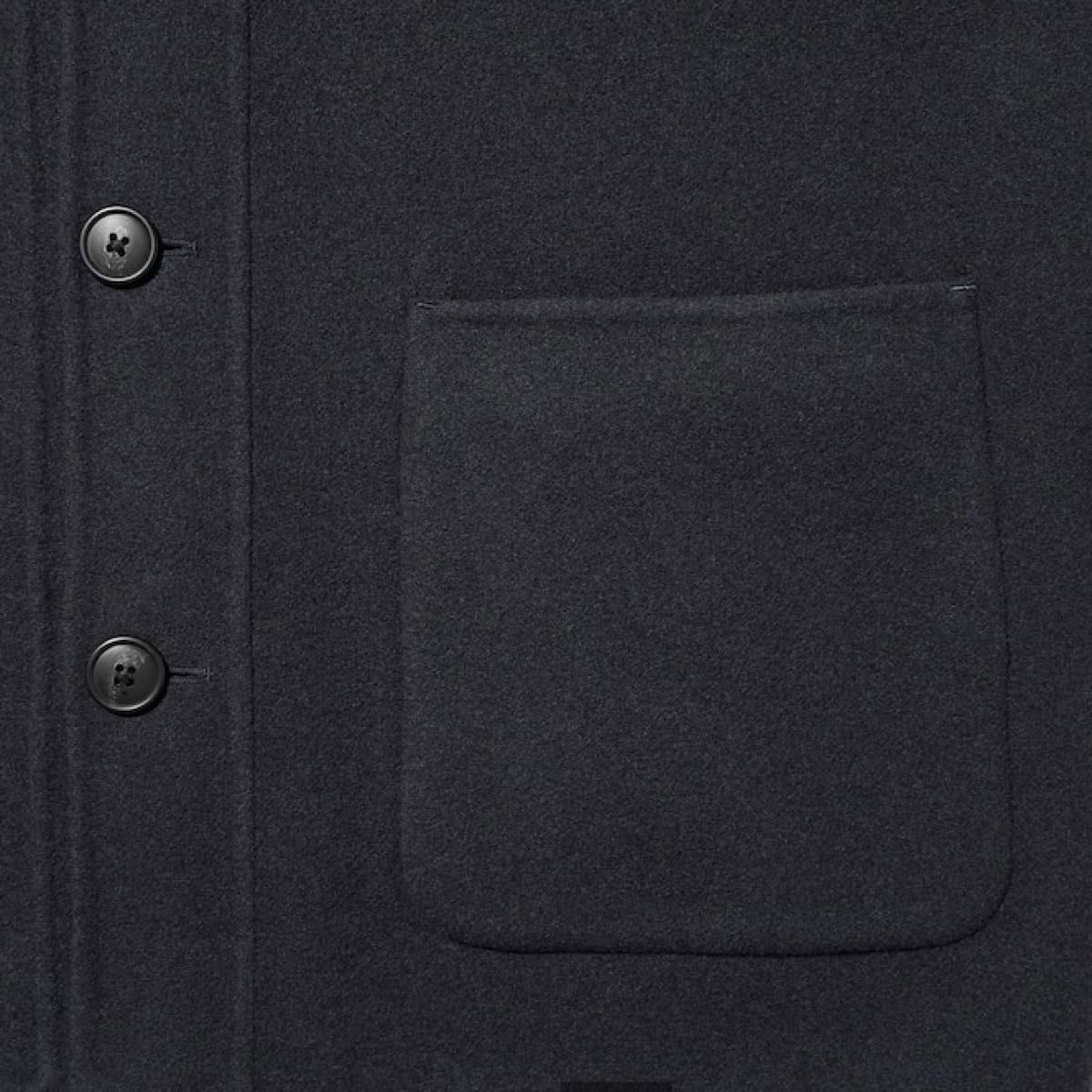 新品】+J ユニクロ 3XL ネイビー ウールブレンドオーバーサイズシャツ