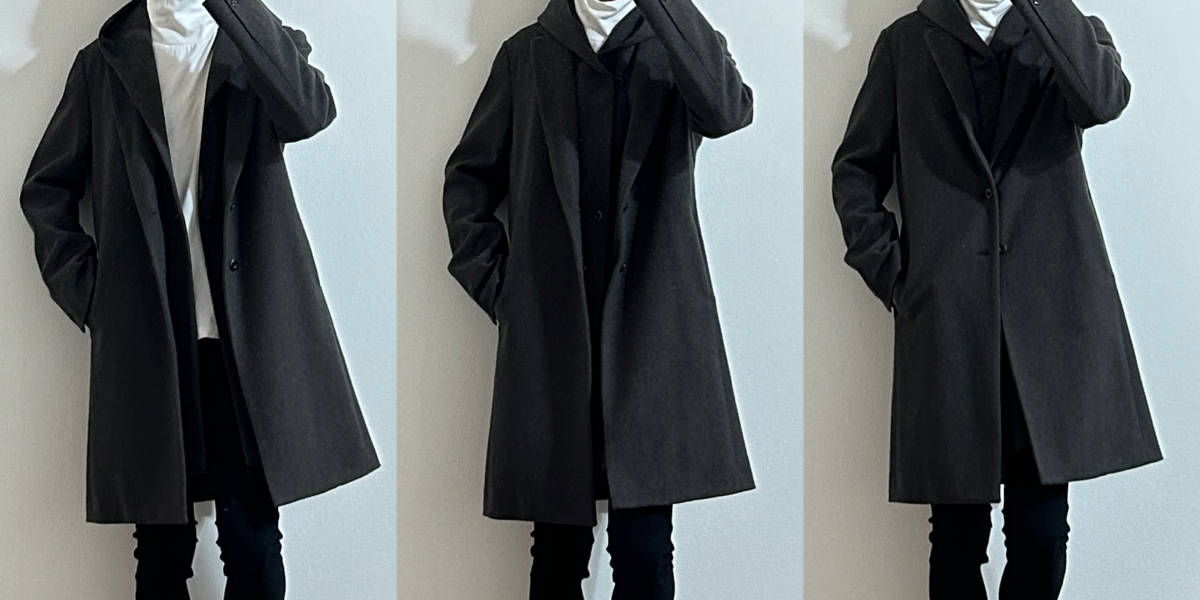 定価10万 ATTACHMENT カシミヤ混ニットフラノ3レイヤーフード付き