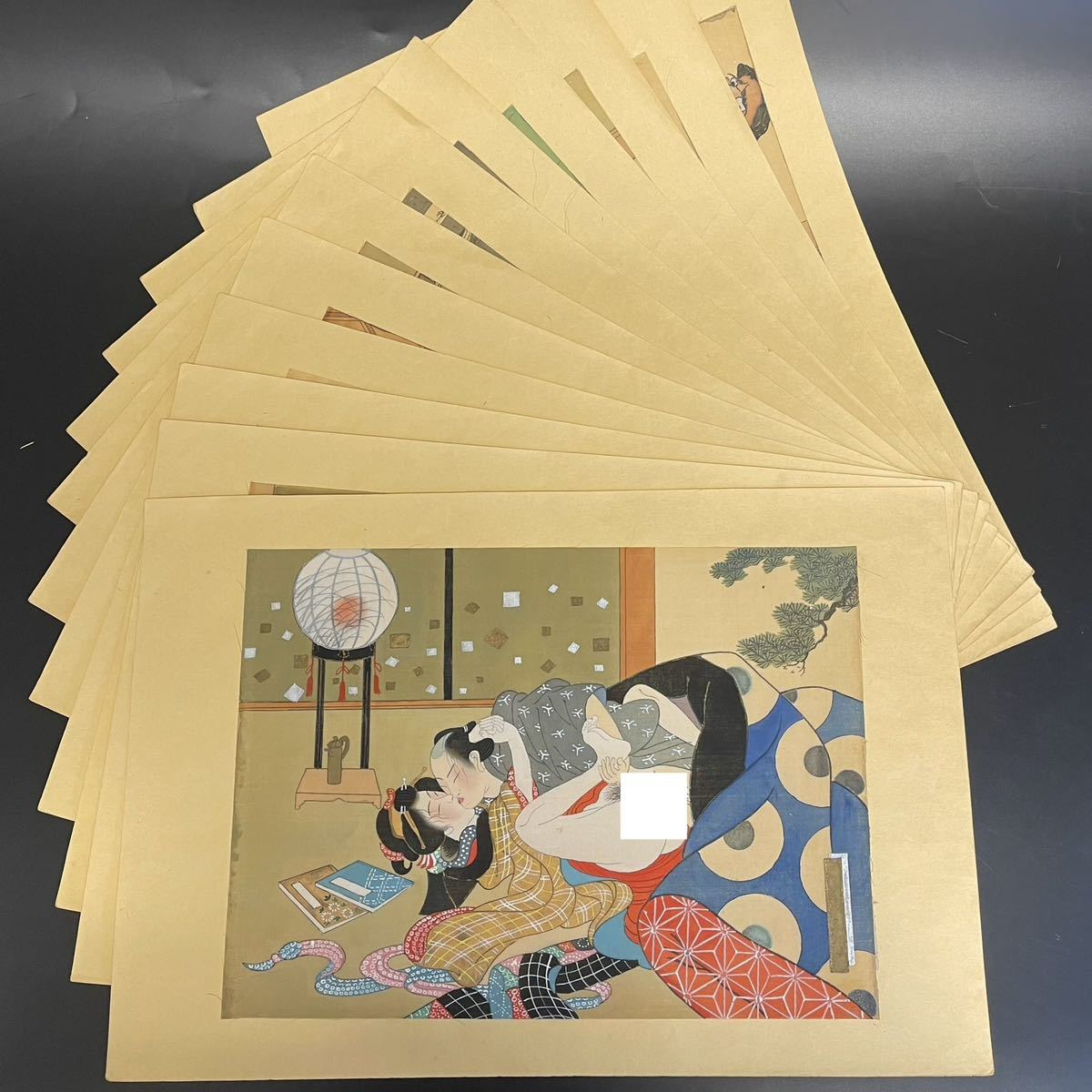 Yahoo!オークション - 385 春画 12図 絹本 肉筆 十二月 艶絵 枕絵 裸婦