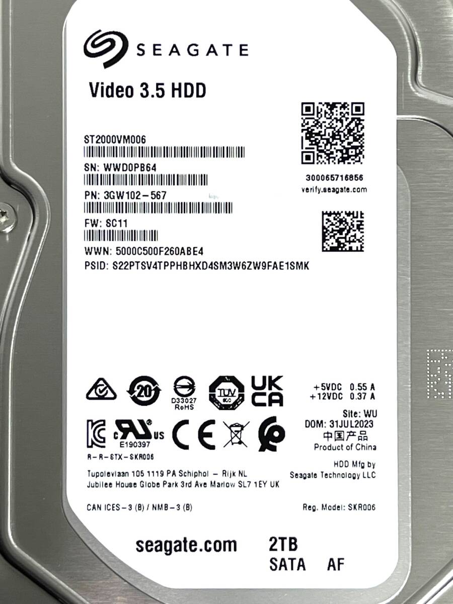 2TB ST2000VM006 / Seagate【 使用時間 28h 】2023年製 新品同様