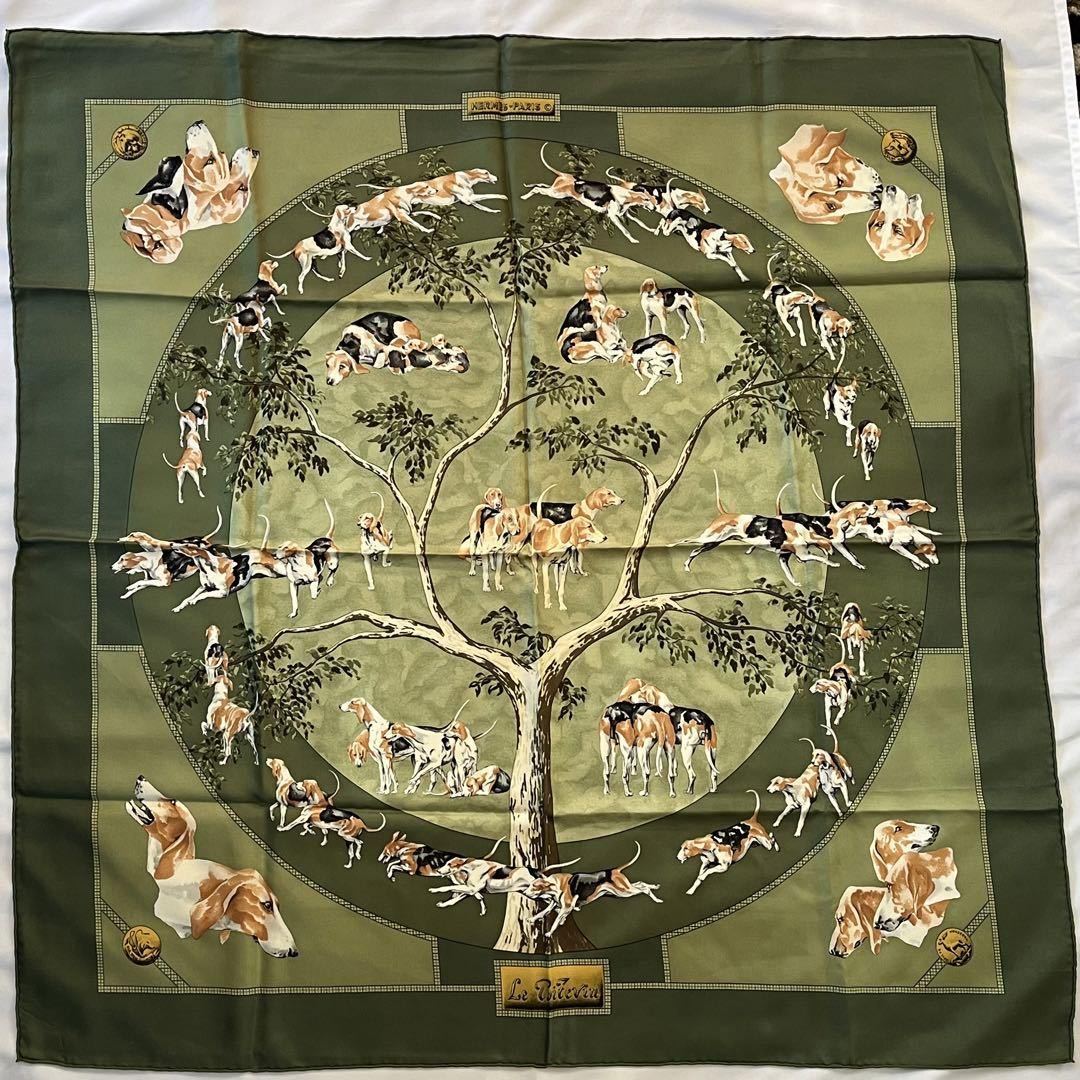 美品】HERMES エルメス カレ90 シルク スカーフ ヴィンテージ 犬柄