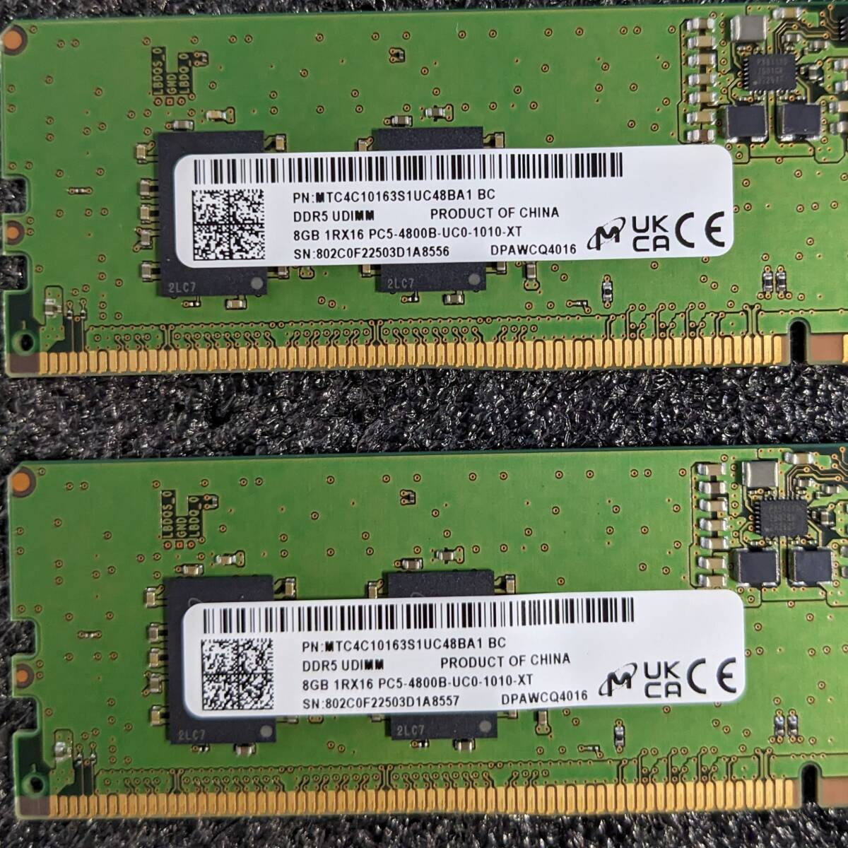 DDR5メモリ 16GB(8GB2枚組) Micron MTC4C10163S1UC48BA1 [DDR5-4800