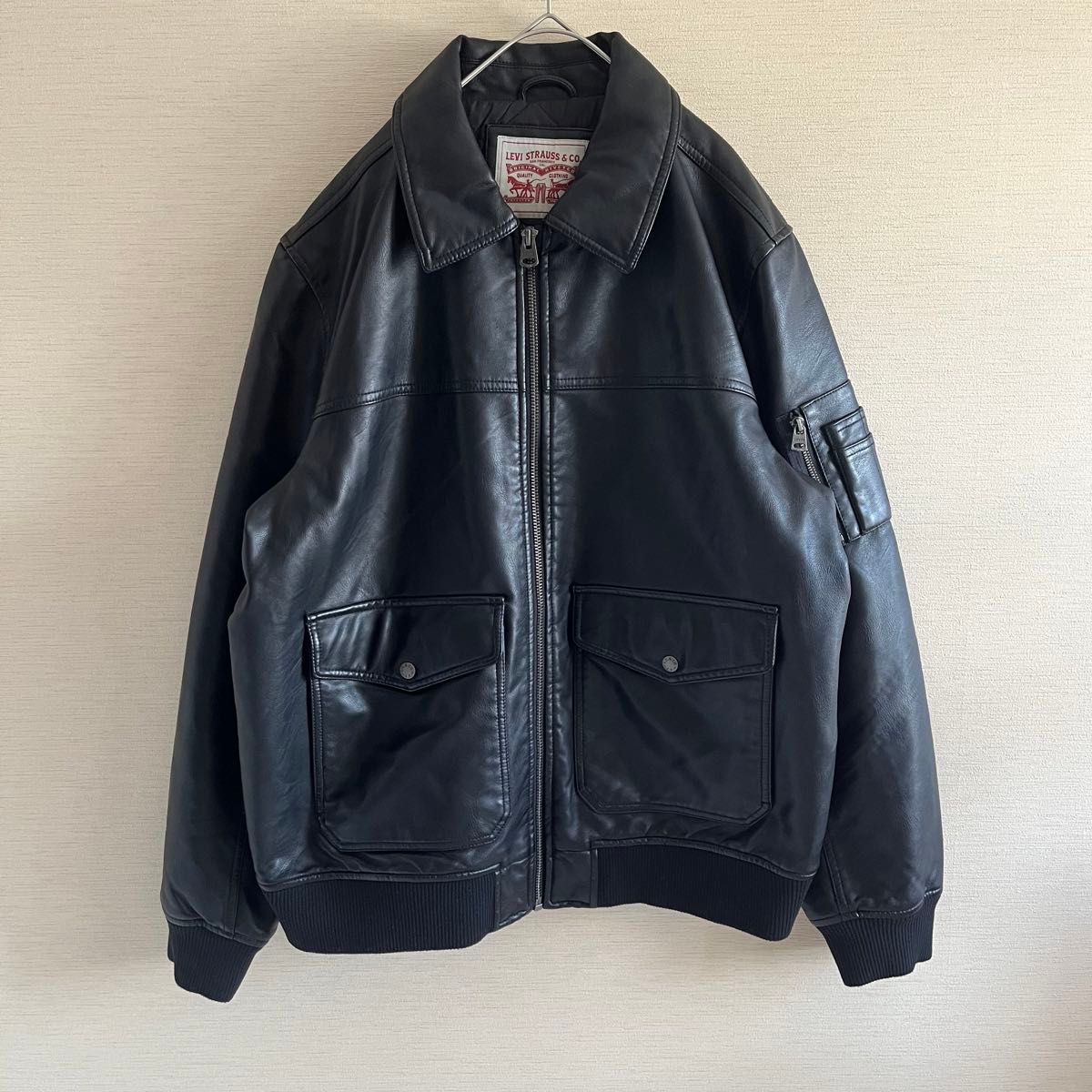 Levi's リーバイス レザージャケット キルティング A-2 ブラック