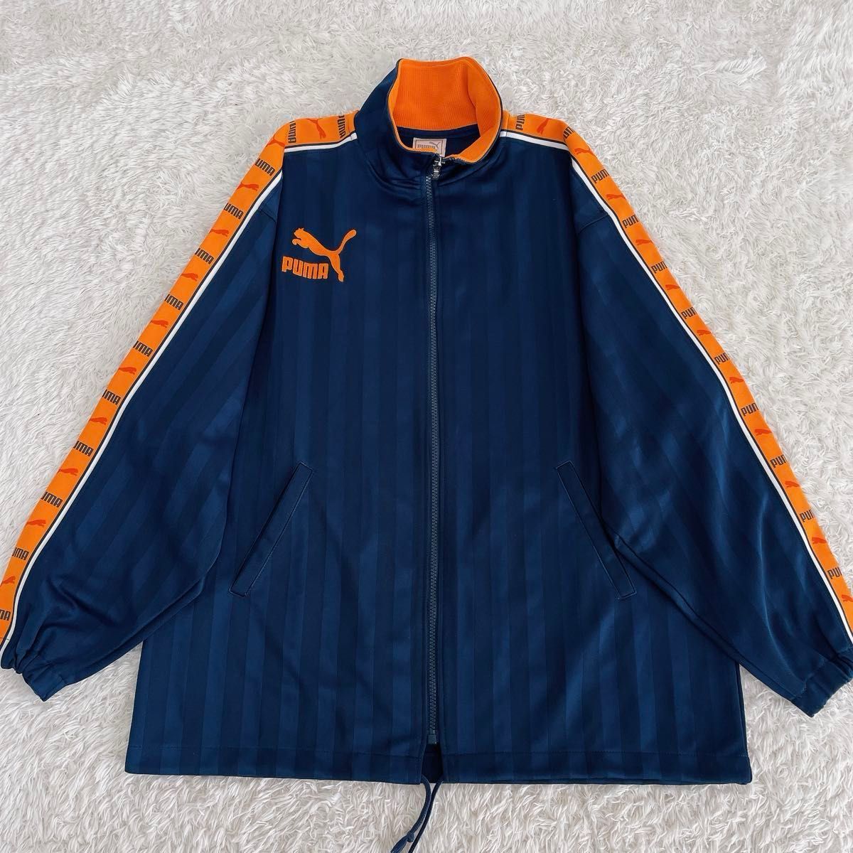 PUMA プーマ ジャージセットアップ 上下 ネイビーストライプ×オレンジ