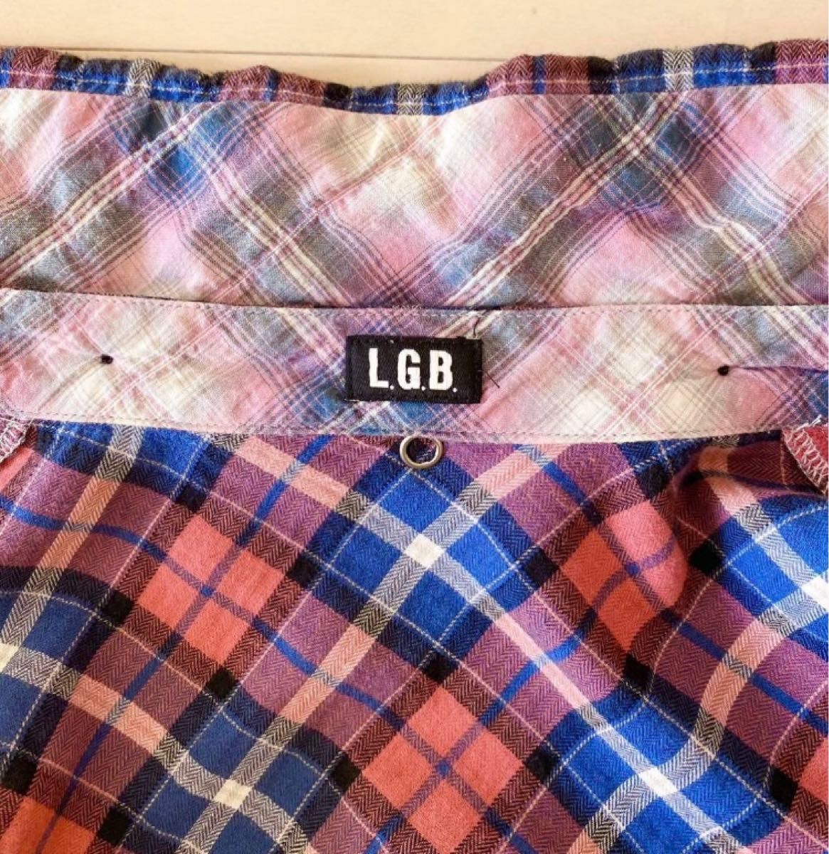 美品 LGB ルグランブルー ダメージ チェックシャツ 0 レディース 2way