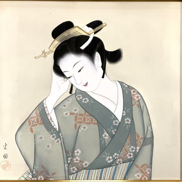 Yahoo!オークション - 真作 日本画 佐藤光園 女性図・婦人・美人画 絹