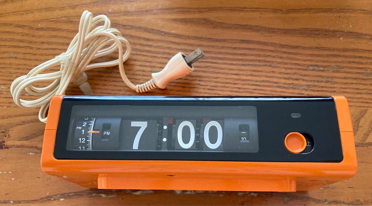 ナショナル クッキングタイマー付きパタパタ時計 TE81 オレンジ 当時物