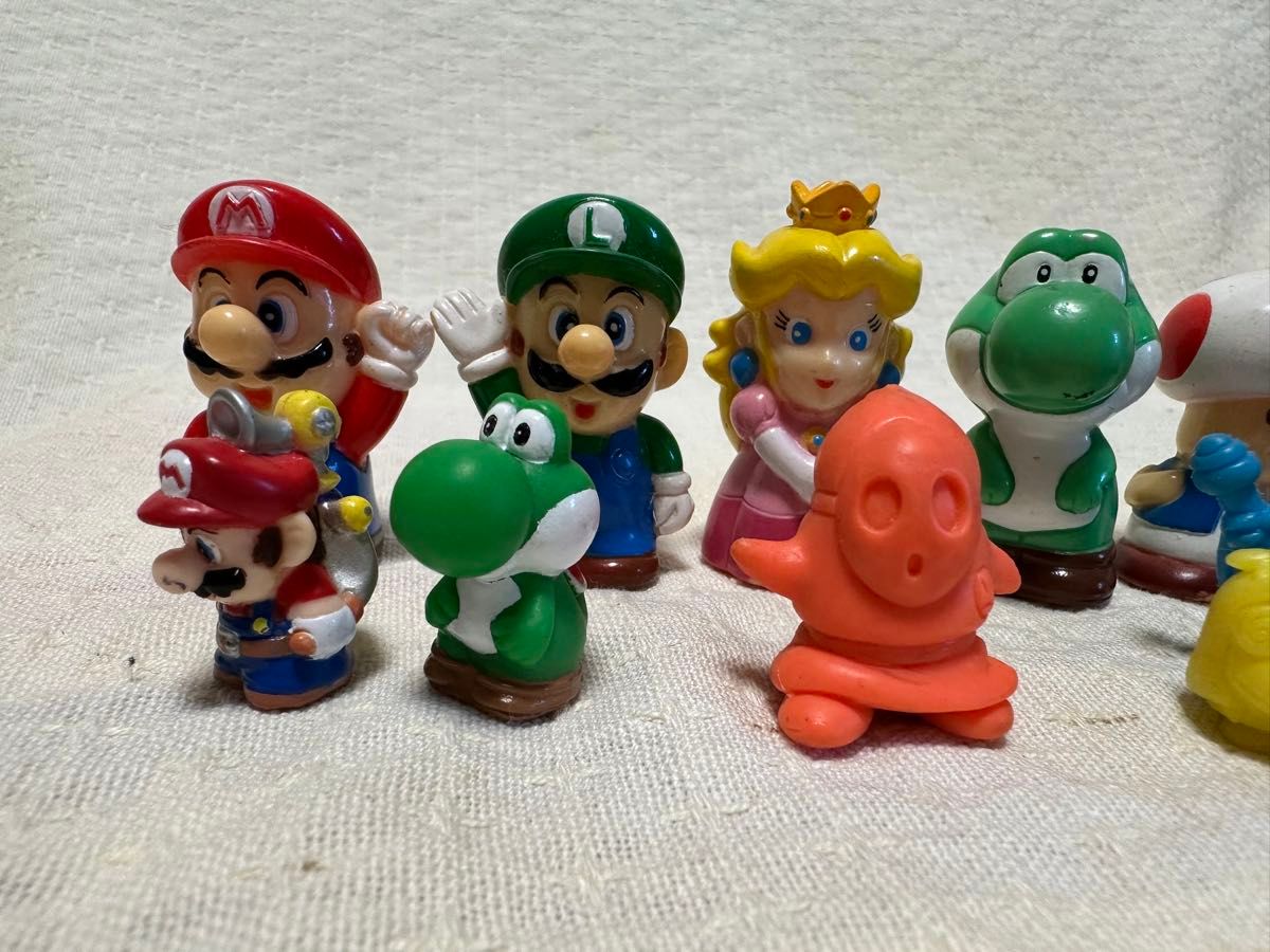 当時物 スーパーマリオ 指人形等セット マリオ ピーチ ヨッシー クッパ