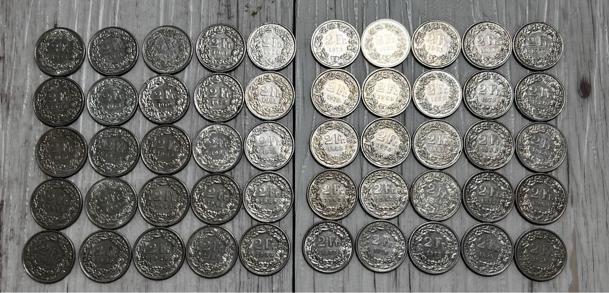 スイスフラン 1フラン硬貨100枚と2フラン硬貨50枚 スイス硬貨 スイス
