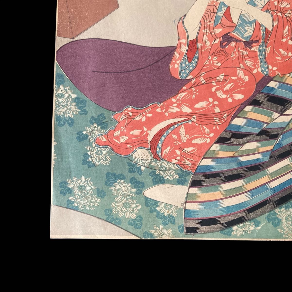 五渡亭国貞 美人画 浮世絵 木版画 髪かき 髪結 櫛 錦絵 UKIYOE