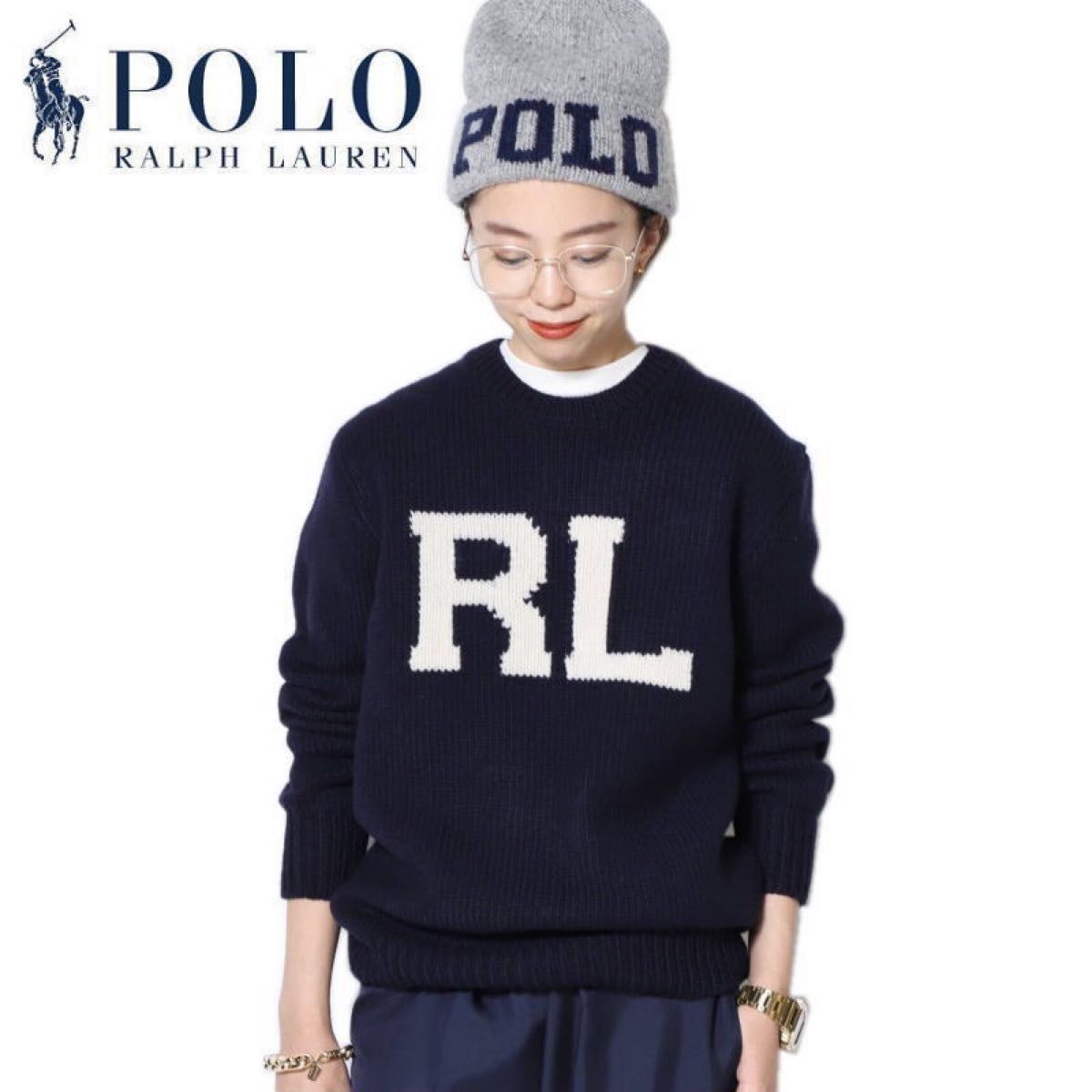 極美品 正規 定価79 200円 ポロ ラルフローレン インターシャニット RL