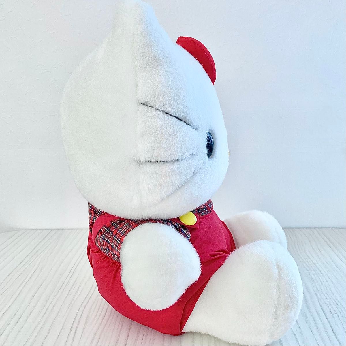 希少/美品 ぬいぐるみ (L) 当時物 レトロ ハローキティ オーバーオール