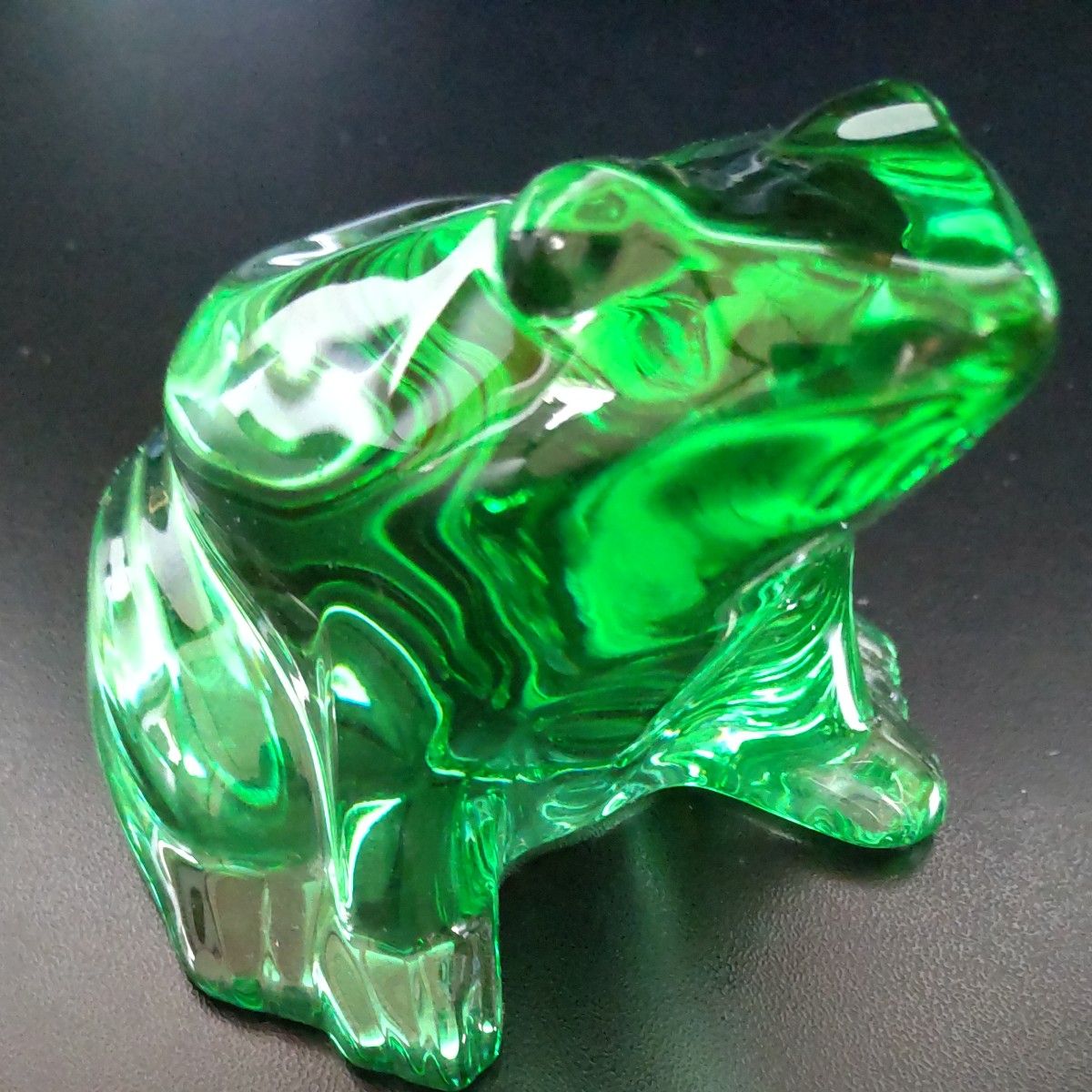 バカラ Baccarat カエル 大 緑 クリスタル ガラス 置物 フランス